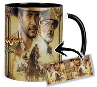 Indiana Jones And The Last Crusade Harrison Ford Sean Connery Taza Ceramica Interior y Asa Negra