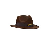 Indiana Jones - Sombrero para adultos - Talla única - All Felt Fedora con banda marrón y logotipo Ribbon, negro, estándar