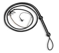 Indiana Jones Style Bull Whip - Látigo de Toro de 6 pies y 8 Trenzas de Piel de Vaca Real, Color Negro