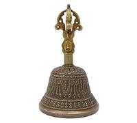 Indianbeautifulart Antique Brass Religiosa tibetana Campana Calidad Hecho a Mano Vajra Dorje Oración Campana