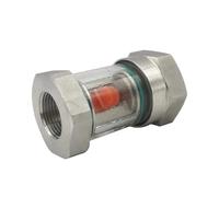 Indicador de flujo con ventana de acero inoxidable 304, 1/4", 3/8", 1/2", 3/4", 1", BSPT hembra en línea, con impulsor, for aceite hidráulico y agua.(Normal Body,1/4")