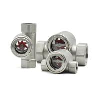 Indicador de flujo de espejo de ventana de acero inoxidable 304 con impulsor, rosca interna BSPT de 1/4" 3/8" 1/2" 3/4" 1" 1-1/2" 2" (aceite-agua)(1/2")