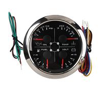 Indicador de Nivel de Combustible, 4 en 1, Calibre de 85 Mm, Multifunción, Nivel de Combustible, Presión de Aceite, Temperatura del Agua, Voltímetro, de 9 a 32 V para Coche, Caravana, Barco,
