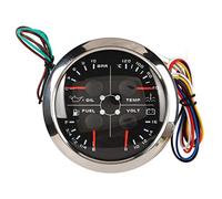 Indicador de Nivel de Combustible, 4 en 1, Calibre de 85 Mm, Multifunción, Nivel de Combustible, Presión de Aceite, Temperatura del Agua, Voltímetro, de 9 a 32 V para Coche, Caravana, Barco,