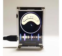 Indicador de nivel de ritmo de espectro de música LCD HD de 2.4 pulgadas, medidor VU analógico multimodo con pantalla de color real de 16 bits, alimentado por USB, micrófono MEMS integrado, para