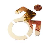 Indicador De Pared Espejo Acrílico for Uso En Exteriores, Advertencia for Silla Ruedas, Solo Instrucciones, 1 Ud(Gold,26x20cm)