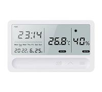 Indicador Digital de Humedad, termómetro higrómetro de Carga USB, termómetro Interior con Reloj, Monitor de Humedad preciso, Sensor de Humedad para el hogar Invernadero Garaje Cuarto de bebé