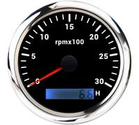 Indicador rpm moto Tacómetro marino automático de 85 mm, medidor de RPM, medidor de revoluciones de 3000 a 8000 rpm, contador de horas con 7 luces de fondo, 12 V y 24 V