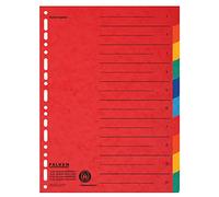 Índice de cartón original de Falken extra ancho para DIN A4+ 24,5 x 30 cm de altura completa con impresión de organización 10 partes a todo color 2 x 5 colores para archivar portadas de folletos