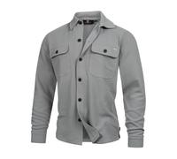 Indicode Camisa de manga larga INNello para hombre con cuello Kent | Chaqueta de entretiempo para hombre Camisa de ocio, Color gris., L