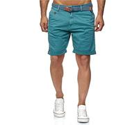 Indicode Conor - Pantalones cortos chinos para hombre, con cinturón, 100% algodón, bermudas de corte regular Aegean Blue XL