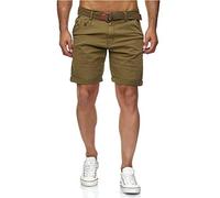 Indicode Conor - Pantalones cortos chinos para hombre, con cinturón, 100% algodón, bermudas de corte regular militar XL