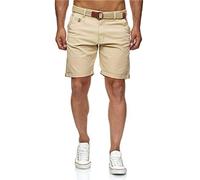 Indicode Conor - Pantalones cortos chinos para hombre, con cinturón, 100% algodón, bermudas de corte regular gris claro XL