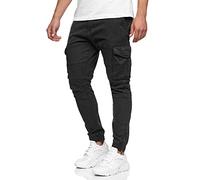 Indicode Hombres Alex Pantalón Cargo de algodón con 6 Bolsillos Black L
