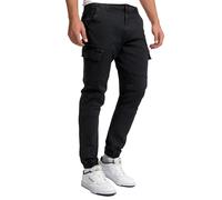 Indicode Hombres August Pantalón Cargo de algodón con 6 Bolsillos Black XXL