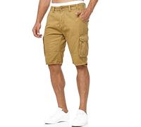 Indicode Hombres Blixt Shorts Cargo con 6 Bolsillos y cinturón confeccionados en 100% algodón Amber L