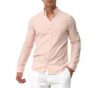 Indicode Hombres Brayden Camisa a Rayas con Cuello Abotonado Coral Cloud M