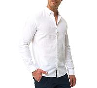 Indicode Hombres Brayden Camisa a Rayas con Cuello Abotonado White - Solid S
