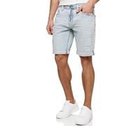 Indicode Hombres Caden Jeans Shorts | Pantalones Cortos Vaqueros con 5 Bolsillos Holes - Foam Blue S