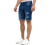 Indicode Hombres Caden Jeans Shorts | Pantalones Cortos Vaqueros con 5 Bolsillos Holes - Medium Indigo M