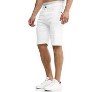 Indicode Hombres Caden Jeans Shorts | Pantalones Cortos Vaqueros con 5 Bolsillos Holes - Off White XL