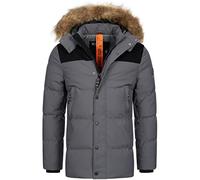 Indicode Hombres Hexyl Parka de invierno con capucha Dk Grey XL
