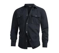 Indicode Hombres INCooplon Jeans Shirt | Camisa Vaquera con 2 Bolsillos en el Pecho de 100% algodón Black XL