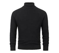 Indicode Hombres INHarlan Knit Sweater | Suéter de Punto Fino de algodón con Cuello Alto Black XXL