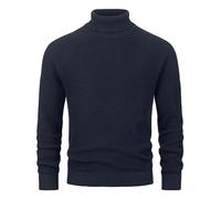 Indicode Hombres INHarlan Knit Sweater | Suéter de Punto Fino de algodón con Cuello Alto Navy L