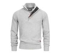 Indicode Hombres INIsalu Jersey confeccionado en 80% algodón con Cuello Alto Lt Grey Mix L