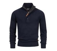 Indicode Hombres INIsalu Jersey confeccionado en 80% algodón con Cuello Alto Navy L