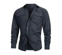 Indicode Hombres INLui Shirt | Camisa con Dos Bolsillos en el Pecho y Cierre de Botones Navy Mix L