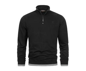 Indicode Hombres INNate Sweatshirt | Sudadera con Cuello Alto y Cremallera Black XXL