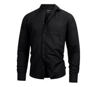 Indicode Hombres Kepner Shirt | Camisa con Bolsillo en el Pecho de algodón Ultra Black S