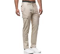 Indicode Hombres Leonardo Pantalones Cargo de Lino y algodón Fog S