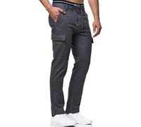 Indicode Hombres Leonardo Pantalones Cargo de Lino y algodón Iron M