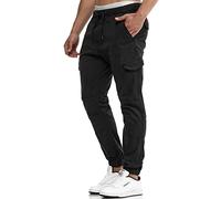 Indicode Hombres Levy Pantalón Cargo de algodón con 6 Bolsillos Black 3XL
