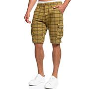 Indicode Hombres Monroe Shorts | Pantalones Cortos Cargo con cinturón Incluido Amber Check M