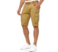 Indicode Hombres Monroe Shorts | Pantalones Cortos Cargo con cinturón Incluido Amber L