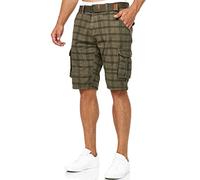 Indicode Hombres Monroe Shorts | Pantalones Cortos Cargo con cinturón Incluido Army Check L