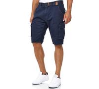 Indicode Hombres Monroe Shorts | Pantalones Cortos Cargo con cinturón Incluido Navy S