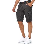 Indicode Hombres Monroe Shorts | Pantalones Cortos Cargo con cinturón Incluido Raven S