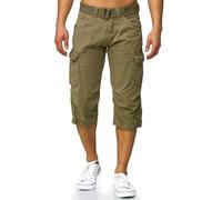 Indicode Hombres Nicolas Pantalón Cargo Check 3/4 con cinturón Dired Herb M