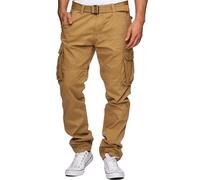 Indicode Hombres William Cargo Pants | Pantalón de algodón con 7 Bolsillos Incluido cinturón Amber 3XL