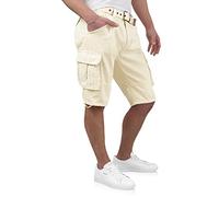 Indicode Kjeld - Pantalones cortos cargo para hombre con 6 bolsillos, incluye cinturón de tela de 100% algodón | Pantalón corto Bermuda de verano, pantalones cortos para hombre, pantalones cargo