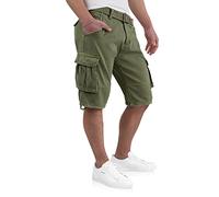 Indicode Kjeld - Pantalones cortos cargo para hombre con 6 bolsillos, incluye cinturón de tela de algodón 100%, bermudas de verano para hombre, militar, XXL