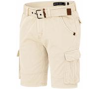 Indicode Kjeld - Pantalones cortos cargo para hombre con 6 bolsillos, incluye cinturón de tela de algodón 100%, bermudas de verano, pantalones cortos para hombre, pantalones cargo cortos de verano