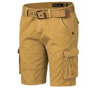 Indicode Kjeld - Pantalones cortos cargo para hombre con 6 bolsillos, incluye cinturón de tela de algodón 100%, bermudas de verano, pantalones cortos para hombre, pantalones cargo cortos de verano