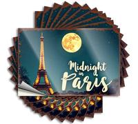 Indie Bumper Tattoos - Midnight in Paris: A Moonlit Tower Adventure - Adhesivo grande y duradero para decoración deportiva (8 x 12 cm)