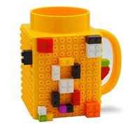 IndieBrick - Taza de café de ladrillo integrada compatible con Lego Building Blocks (amarillo)